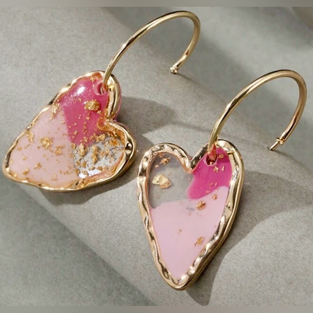 Resin Heart Shape Hoop Earrings